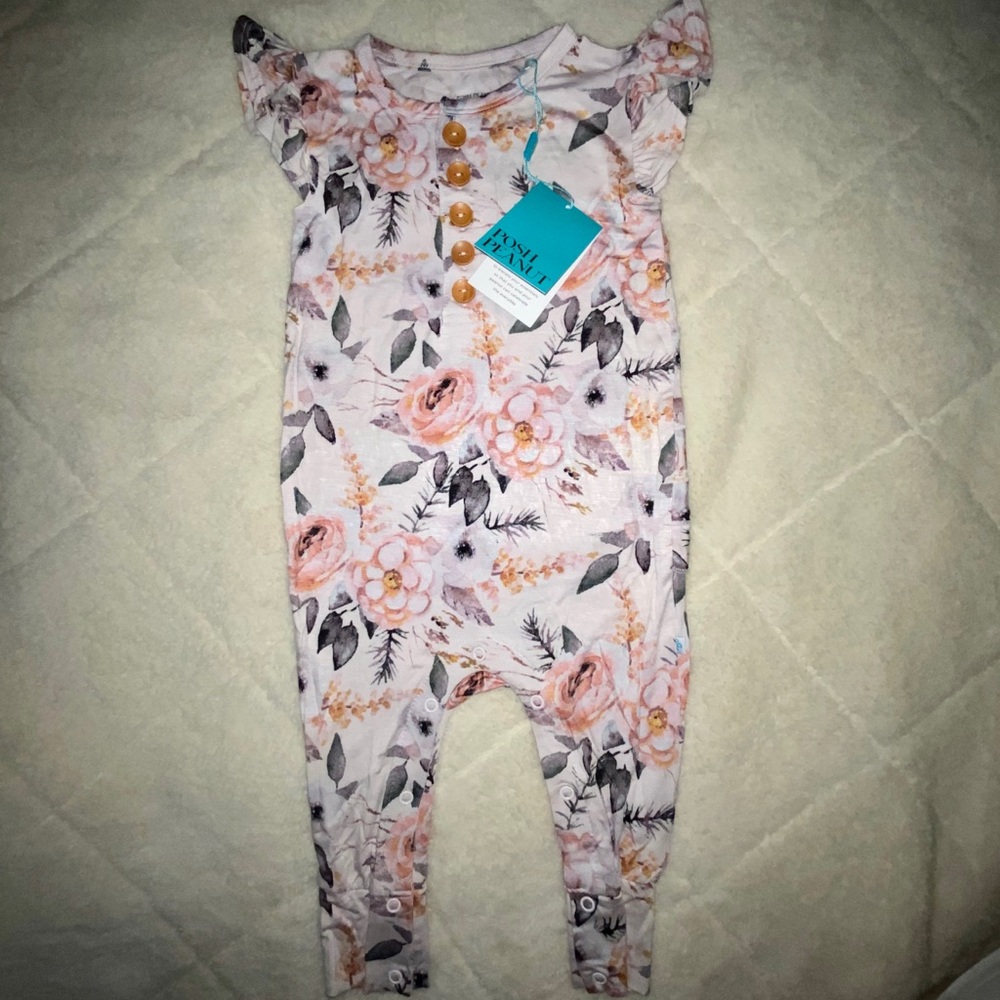 Posh Peanut NWT Harlow ruffled Henley romper